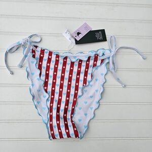 NEW Wild Fable Reversible Low Rise Cheeky Red White Star Bikini Bottom SZ- Small
